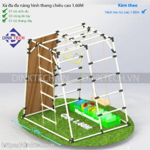 Alternative view of Cơ bản + vách leo núi - cao 1.6m - Xà đu đa năng hình thang