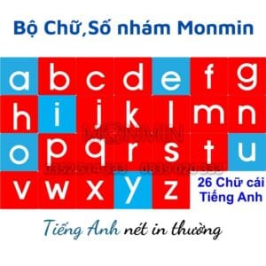 Chữ nhám Tiếng Anh - nét in thường - Bộ 26 chữ MONMIN (Montessori Sandpaper Letters)